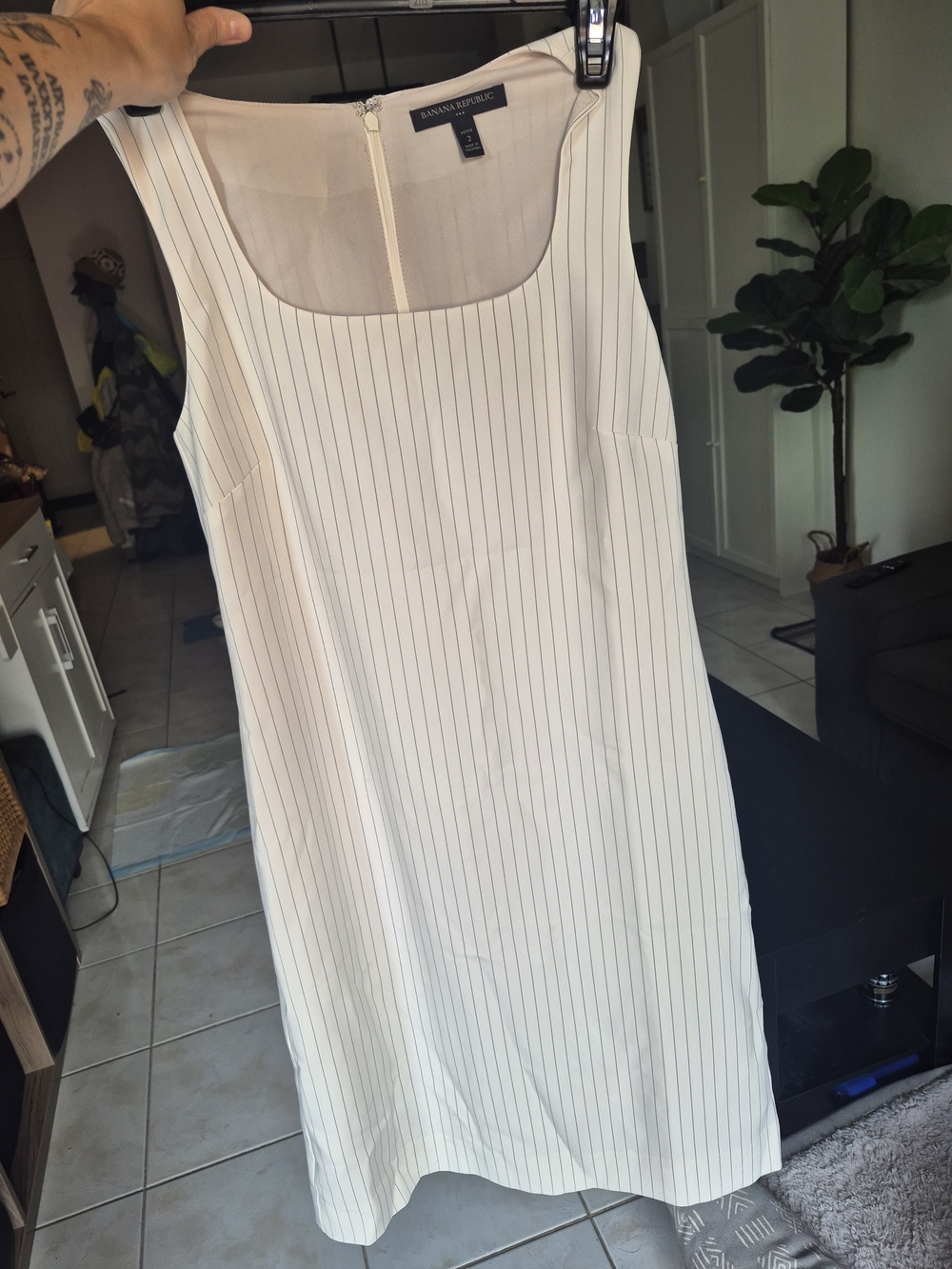 Vintage Banana Republic White Pinstripe Shift Dress